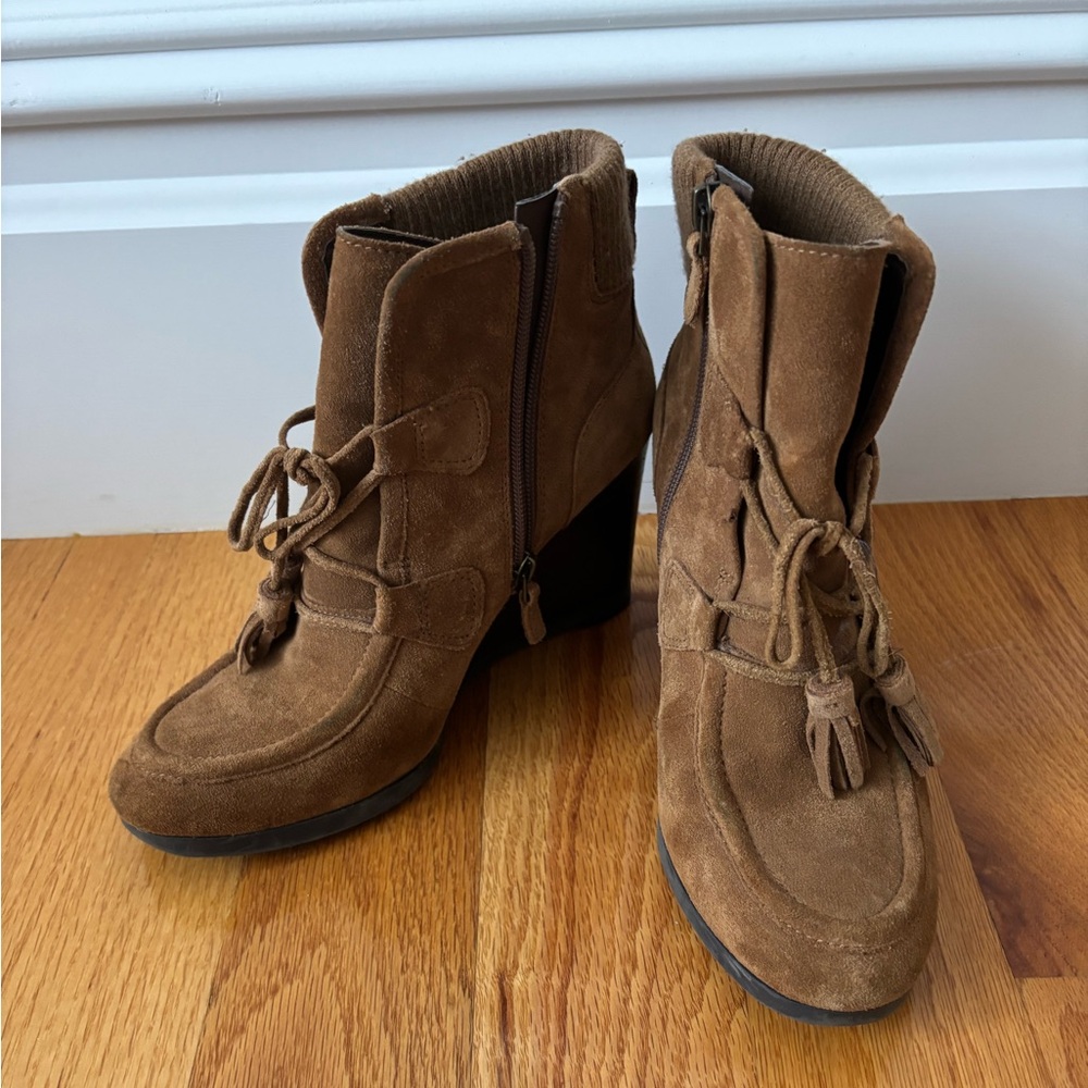 Franco Sarto Suede Wedge Booties
